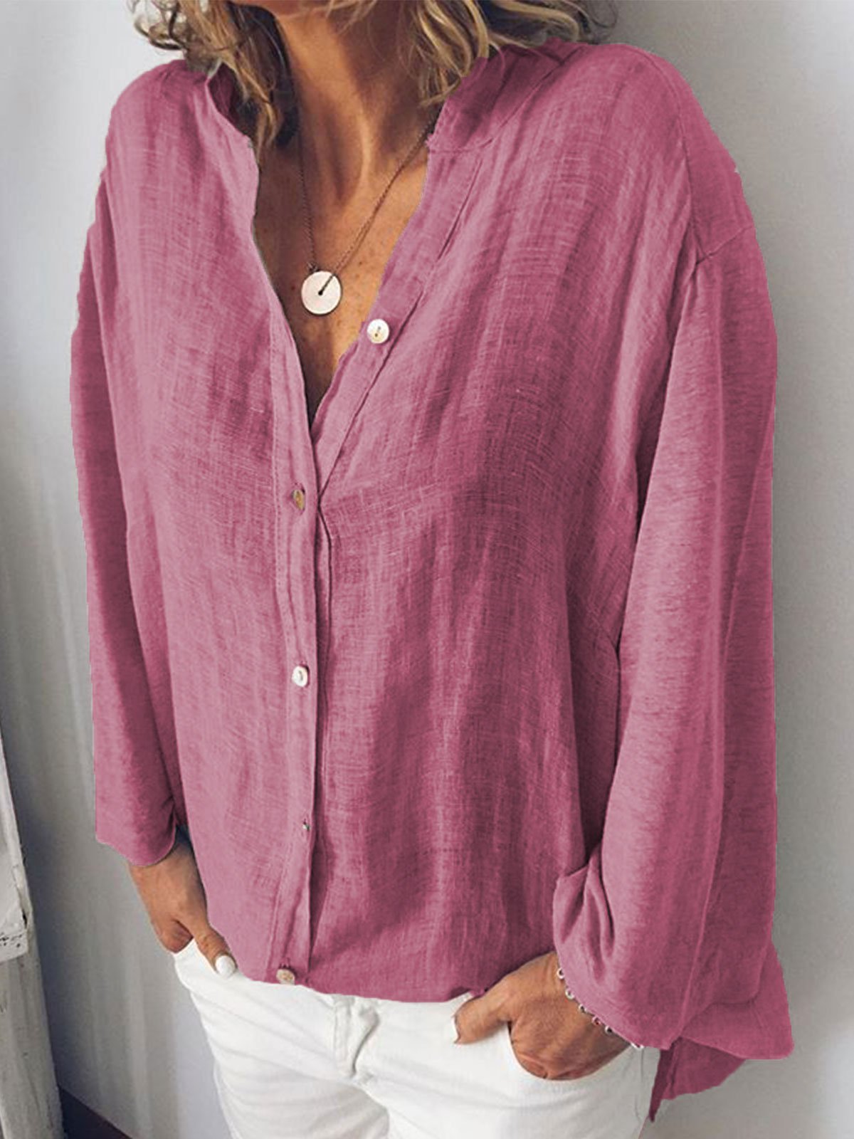 Long Sleeve Casual V Neck T-Shirts