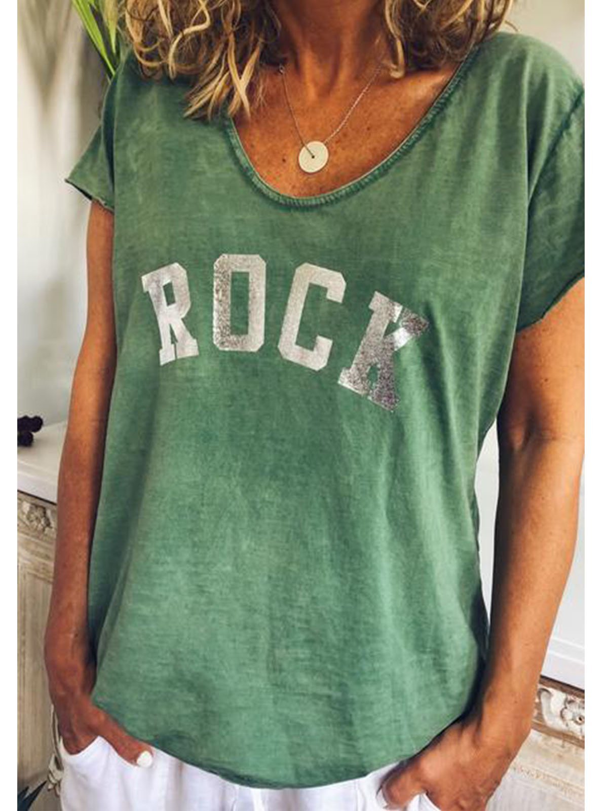 White V Neck Short Sleeve Casual Shirts & Tops