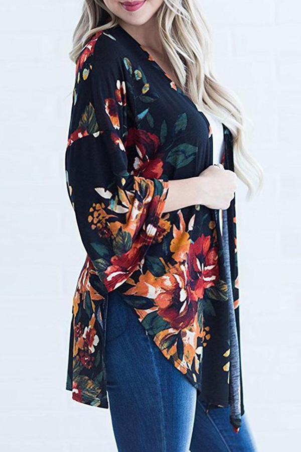 Floral Printed Flare Sleeve Cardigans