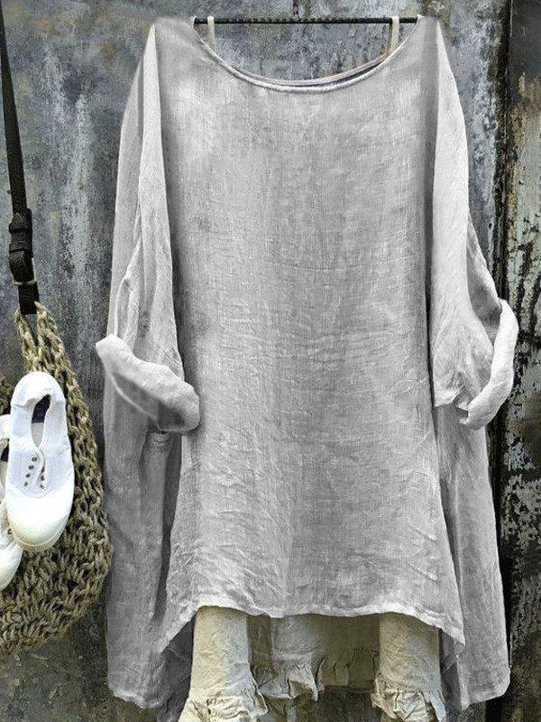 Casual 3/4 Sleeve Round Neck Bat Sleeve Tops