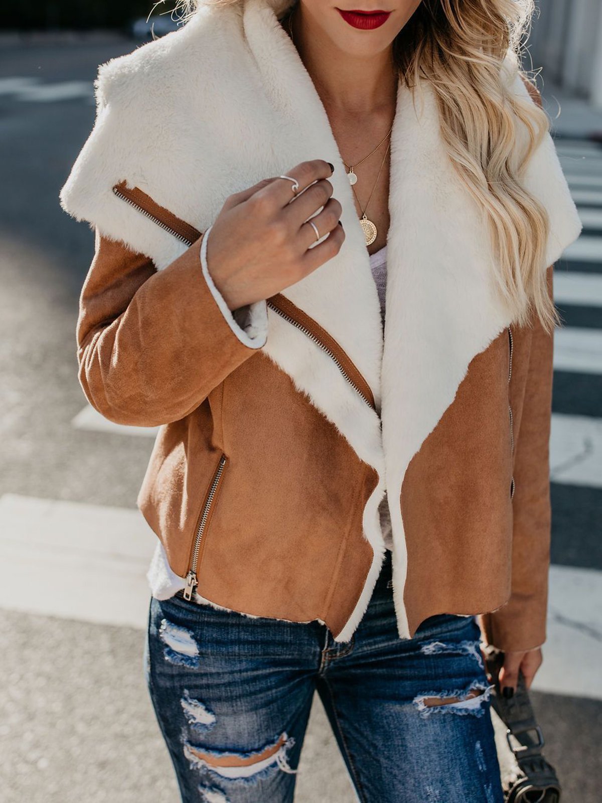 Caramel Pockets Wool Blend Shawl Collar Long Sleeve Jackets