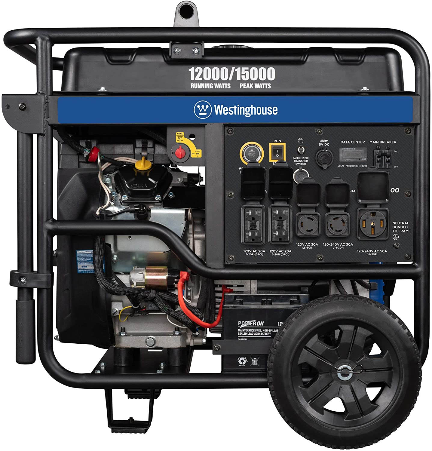 Westinghouse WGen12000 overload portable generator-12,000 rated watts and 15,000 peak watts-gas powered-electric start