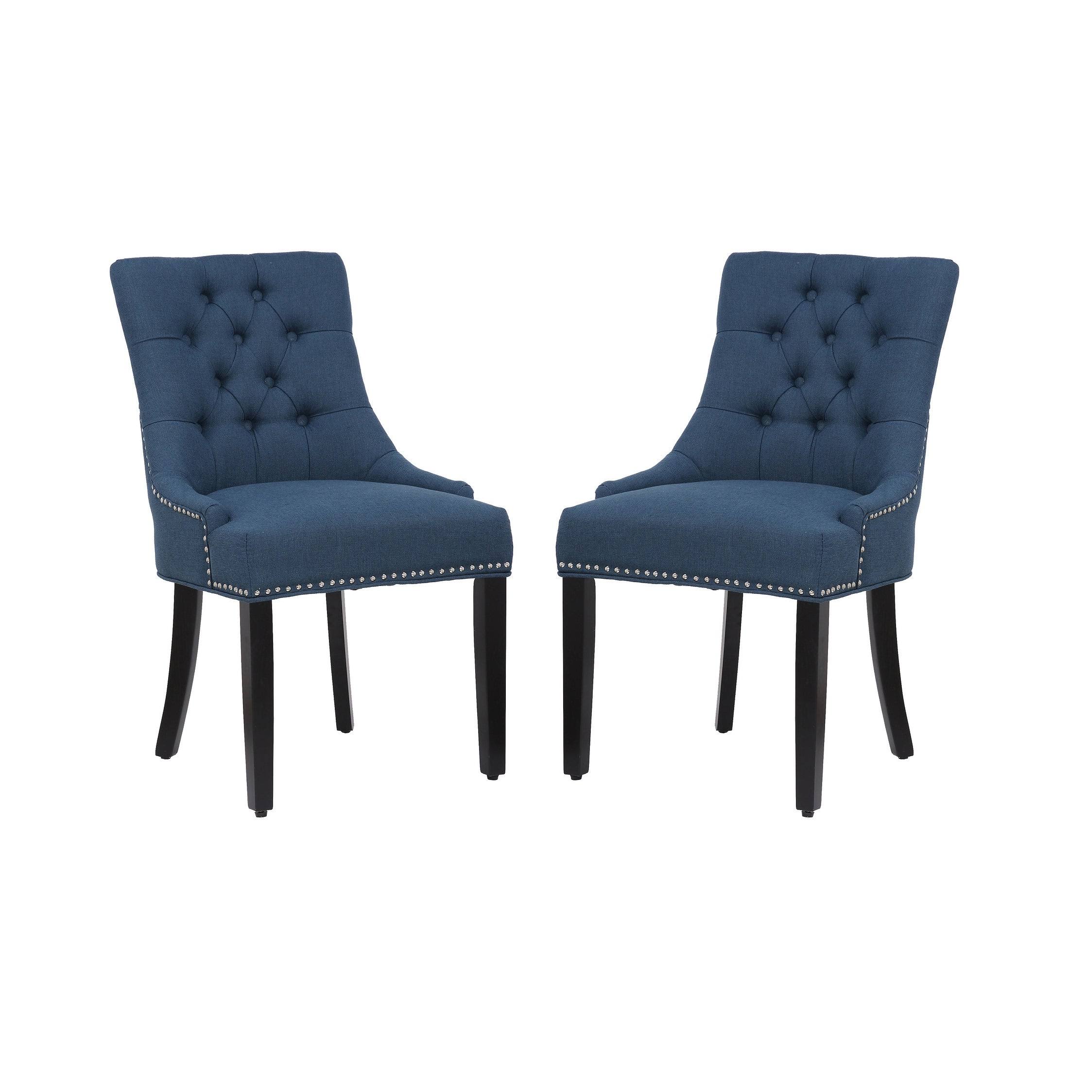 Upholstered Wingback Button Tufted Dining Chair, Set of 2 - Gray