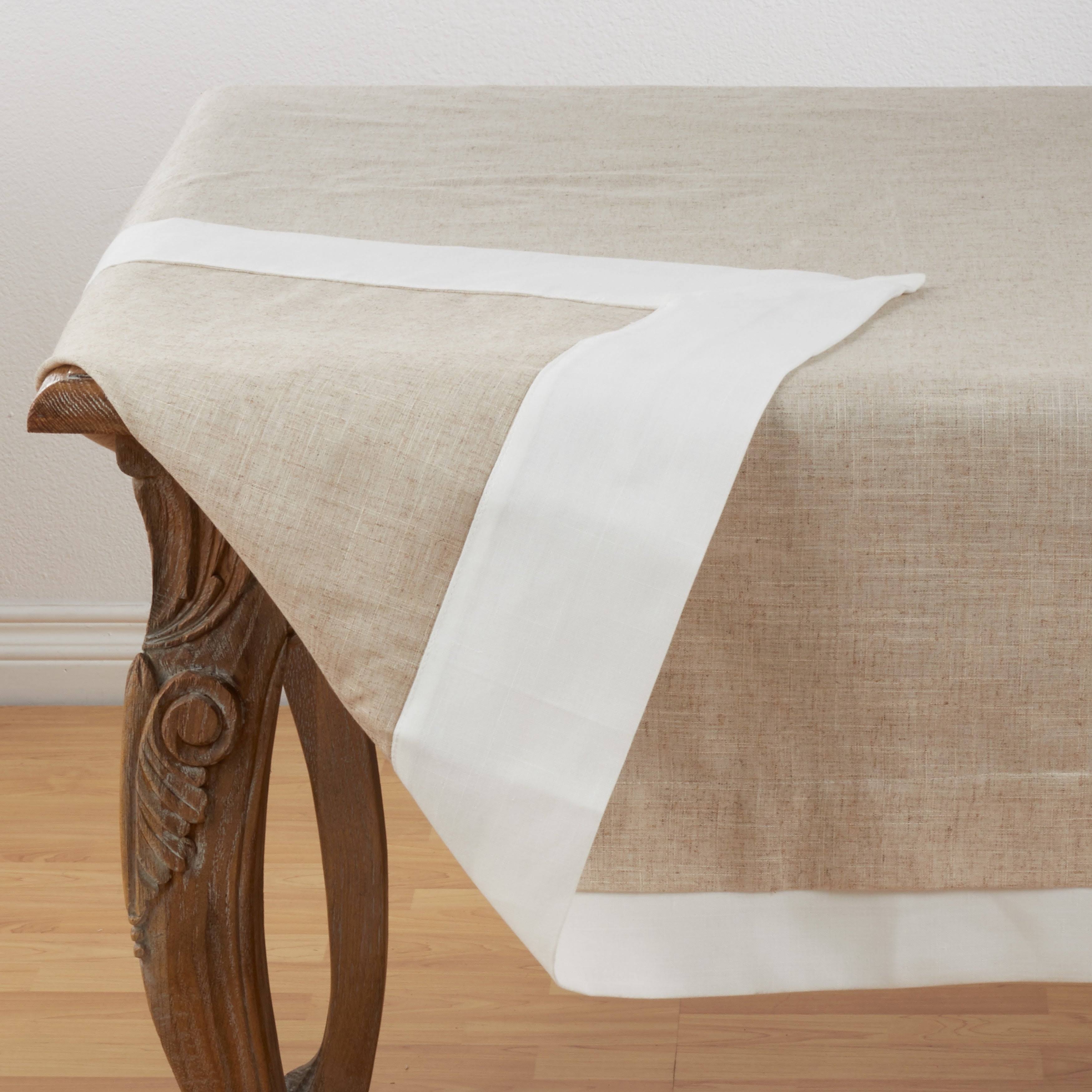 Saro Lifestyle 1982.N67160B 67 x 160 in. Rectangular Layered Design Tablecloth - Natural