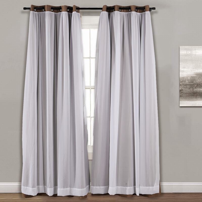 Layered Curtain Mix & Match Elegance White Crushed Voile x Blackout Curtain Grommet Panel ELI