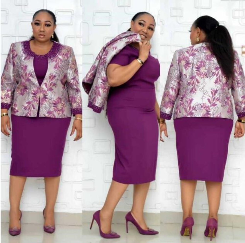 Plus Size African Mature Two Piece Dress