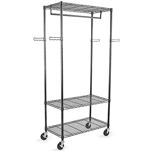 3 Tier Adjustable Metal Clothing Rack with Wheels / 35���L x 18���W x 75���H
