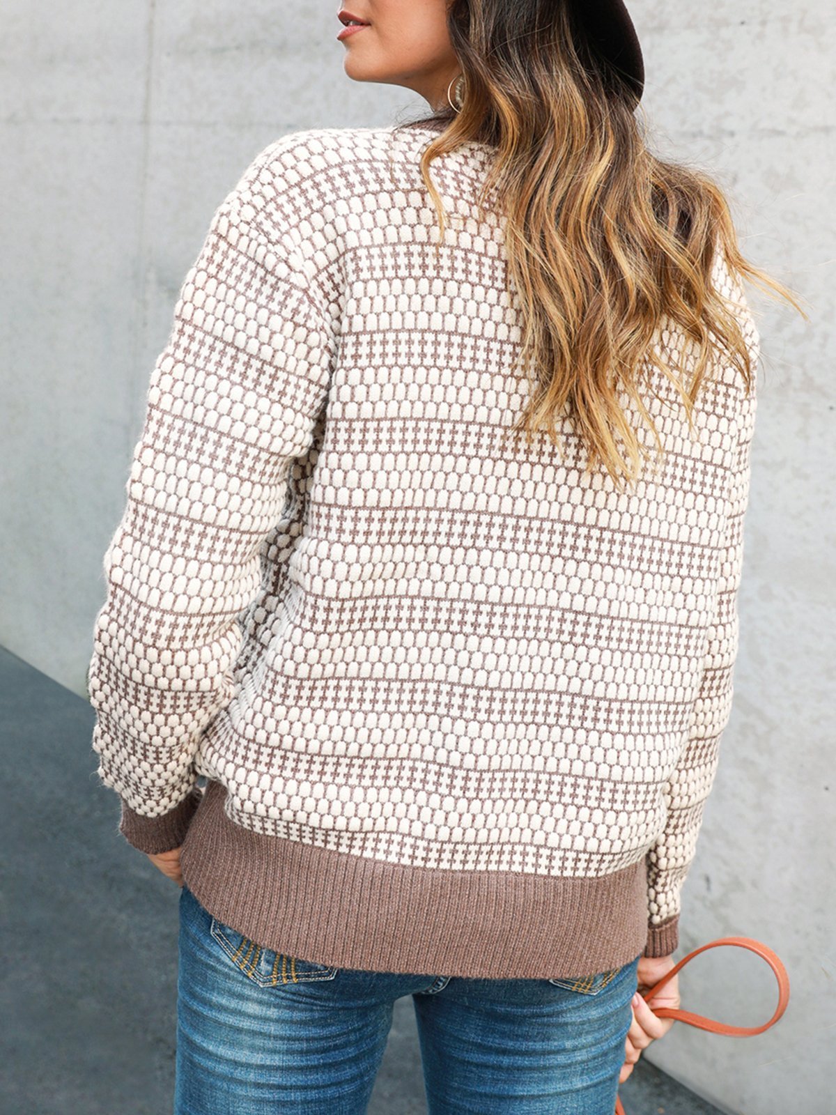 Knitted Shift Sweet V Neck Sweater