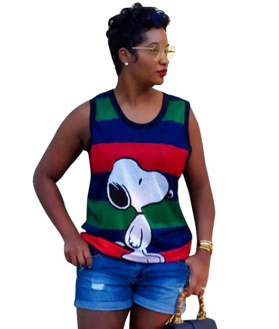 Contrast Cartoon Tank Top