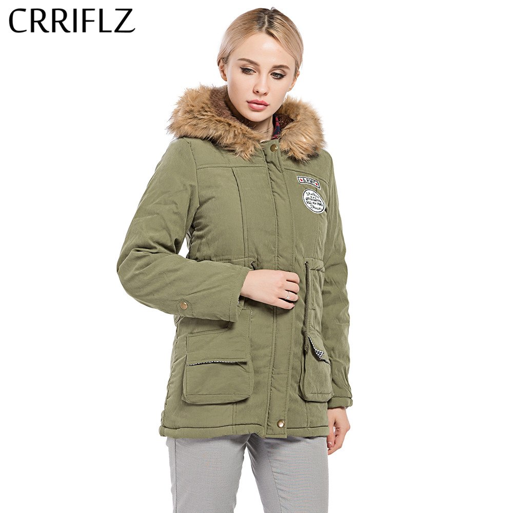 Women Parka Fashion Autumn Winter Warm Jackets Women Fur Collar Coats Long Parkas Hoodies Office Lady Cotton Plus Size CRRIFLZ