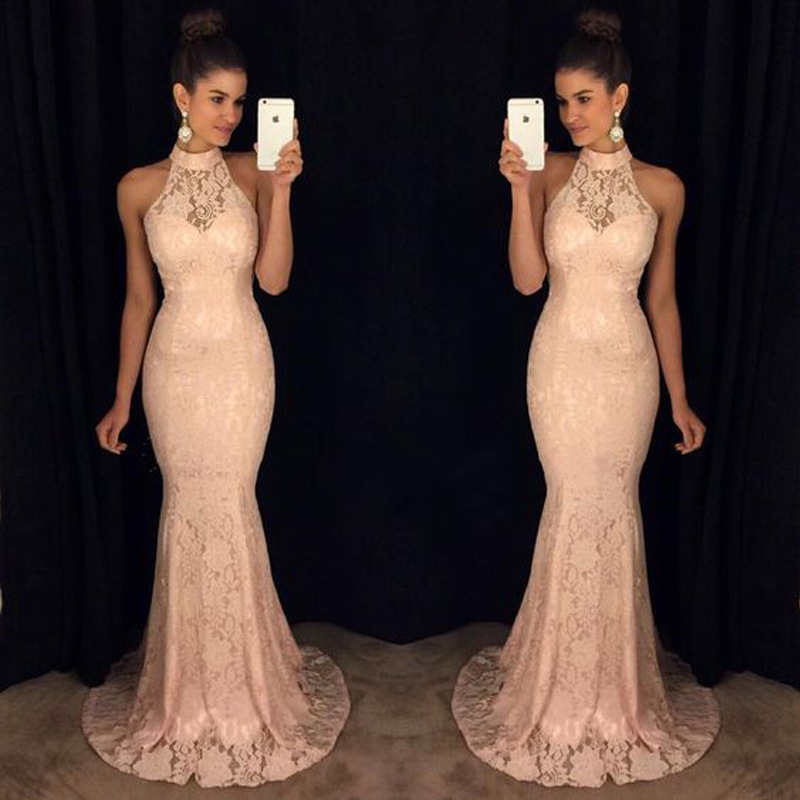 Dress sleeveless Hanging neck Dress Sexy Long skirt