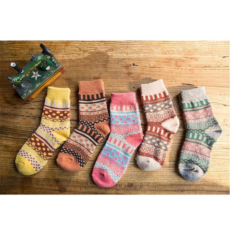 Annychloe Vintage Wool Warm Crew Socks(5 Pairs)