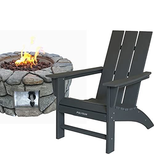 POLYDUN Adirondack Chair, Outdoor Weather Resistant Plastic Patio Chairs Easy Assemble & Maintain for Outside, Deck, Garden, Backyard, Fire Pit Chairs (Slate Gray)