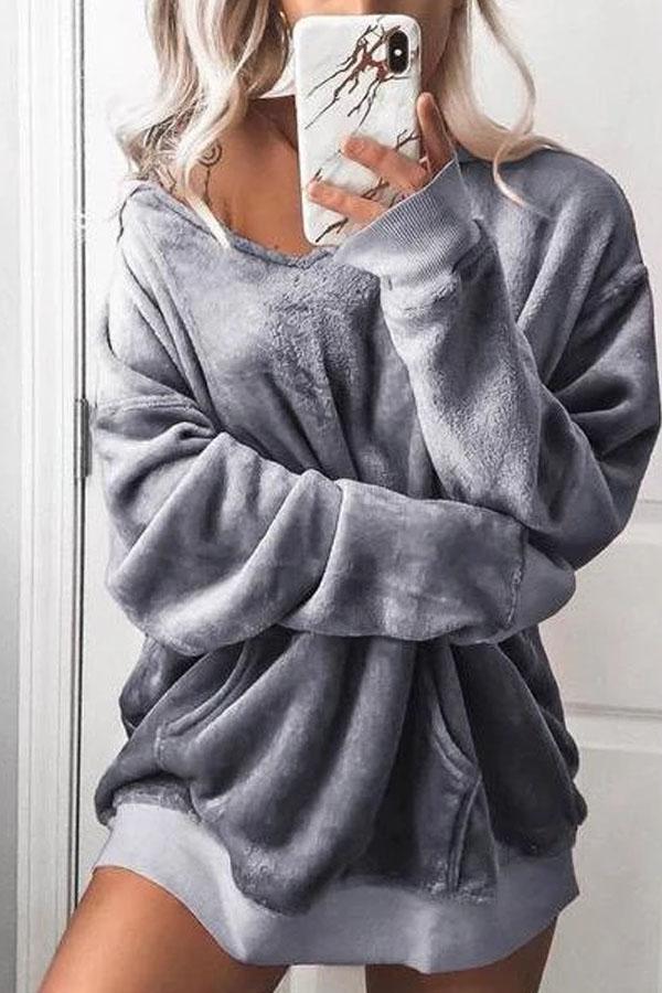 Scratching Velvet Pure Color Long-Sleeved Jacket