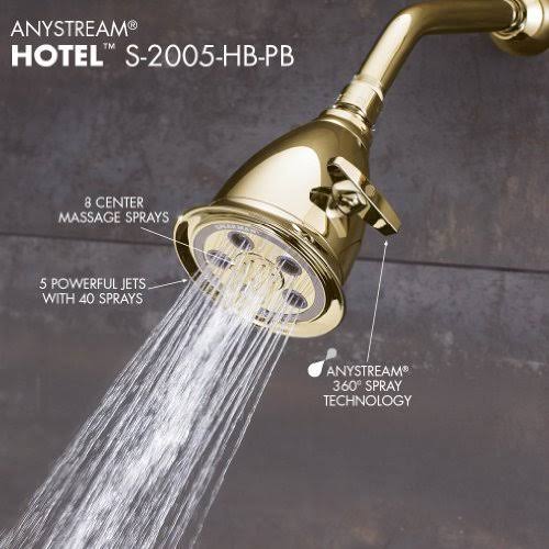 Speakman S-2005-HB-PB Hotel Anystream High Pressure 2.5 GPM Adjustable Shower Head, Polished Brass