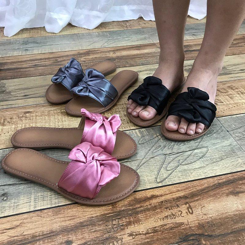 Summer Bowknot Flat Heel Slippers