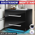 LED Bedside Table Coffee Tea Table With 2 Chest of Drawer Bed side Table