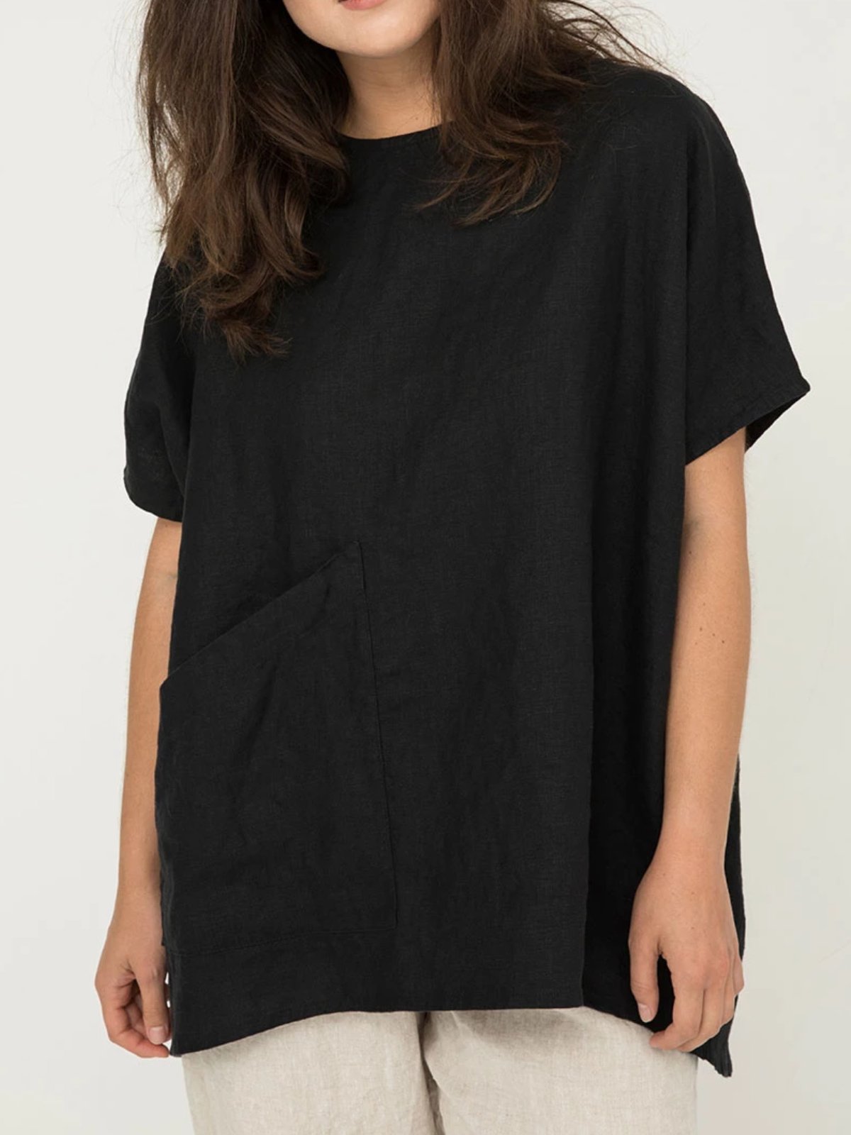 Plain Pockets Casual Shirts & Tops