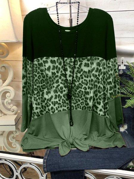 O-Neck Leopard Shirts & Tops