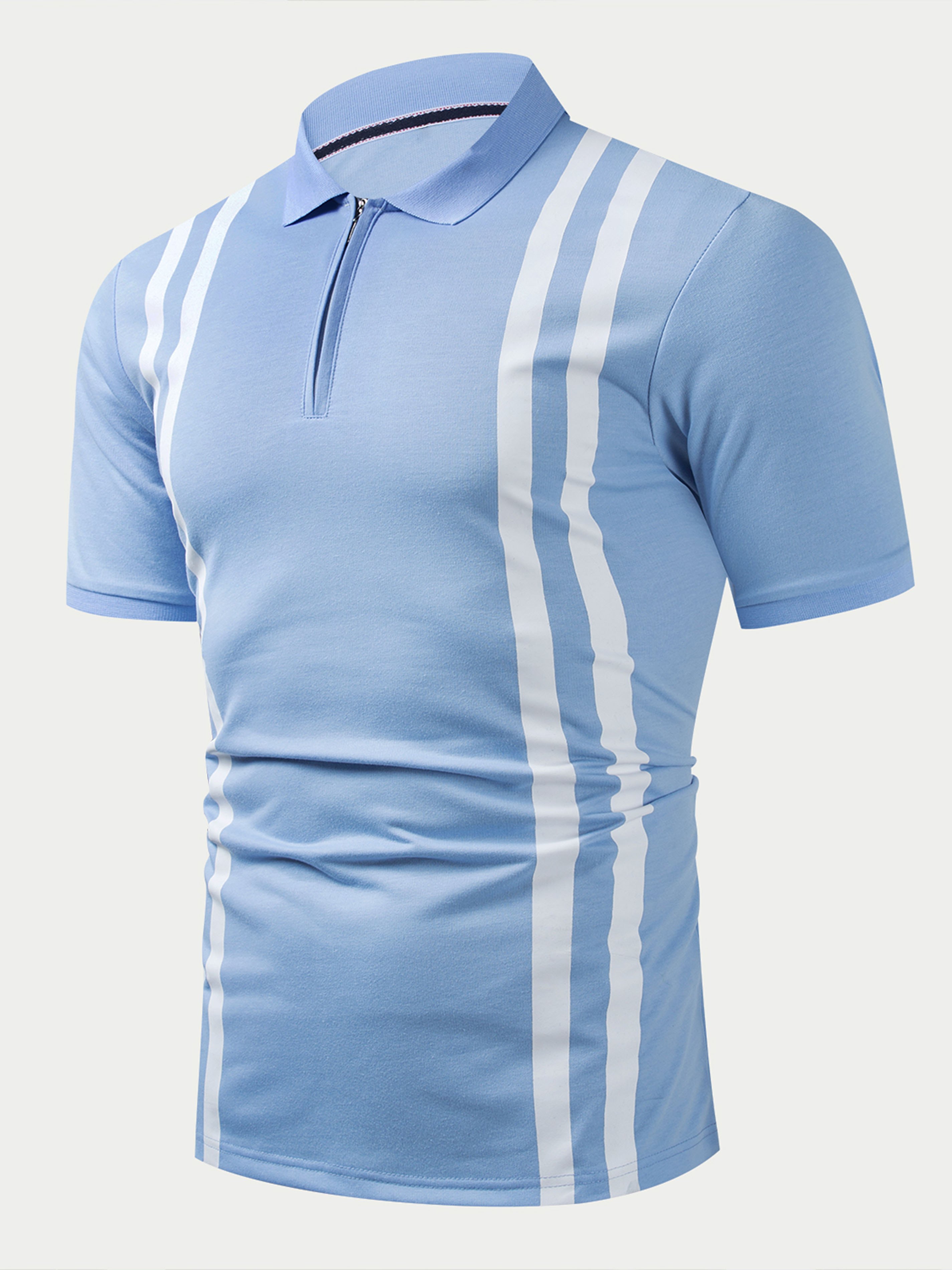 Men's Two Tone Contrast Striped Polo Shirt