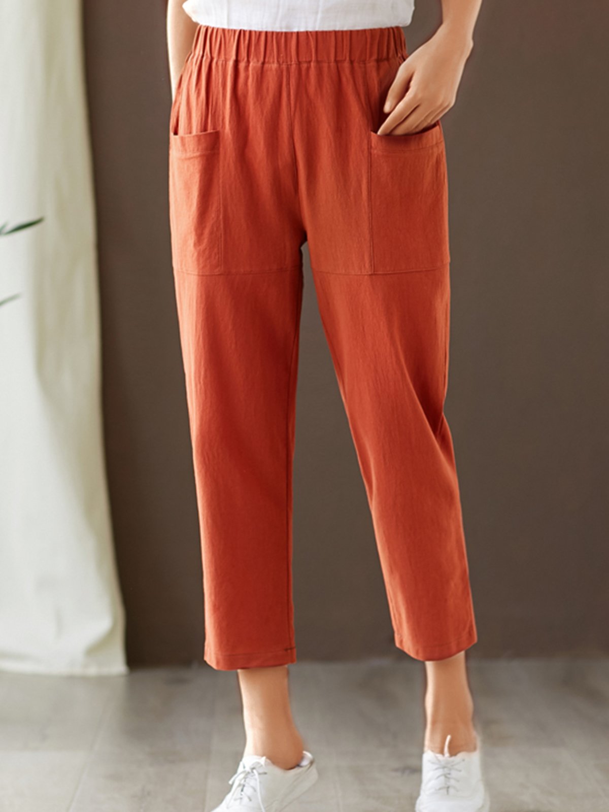 Plus Size Women Plain Casual Pants