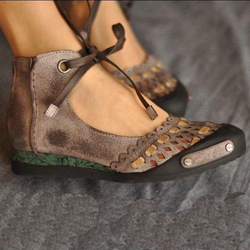 Hollow-Out Flat Heel Suede Loafers