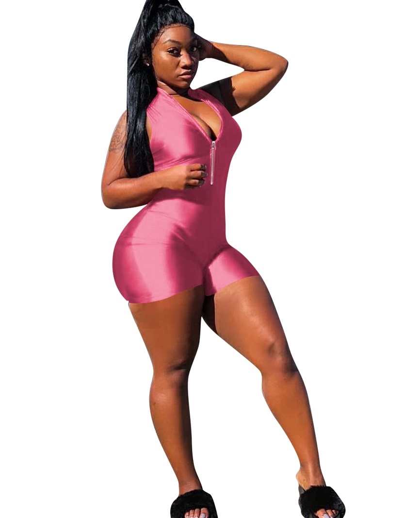Sexy Sleeveless Pink Bodycon Rompers