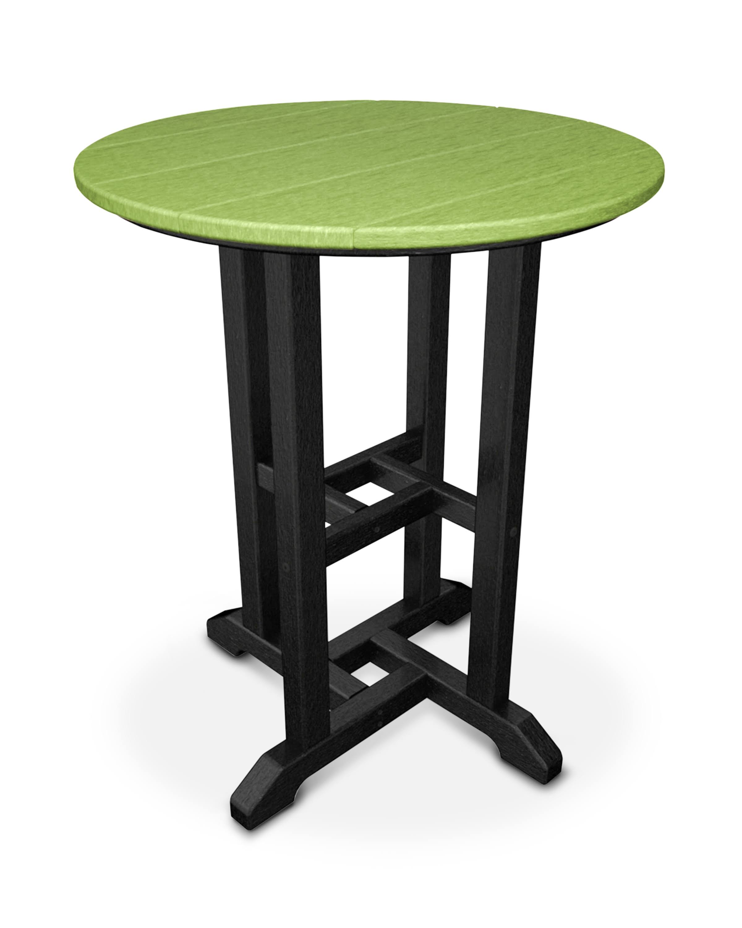 POLYWOOD Contempo 24x22 Round Dining Table - Black - Lime