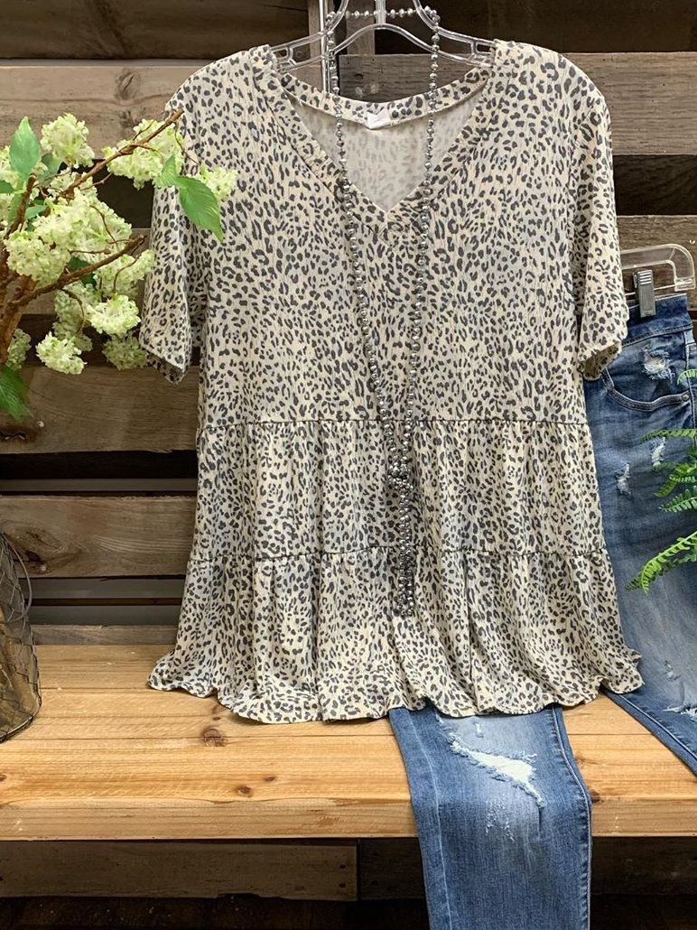 Short Sleeve Casual V Neck Shirt & Top