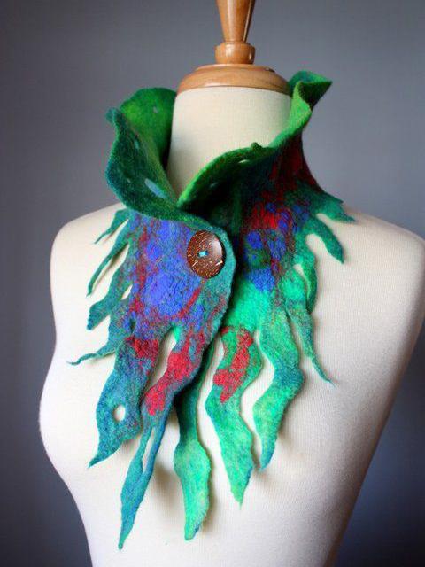 Green Vintage Cotton-Blend Scarves & Shawls