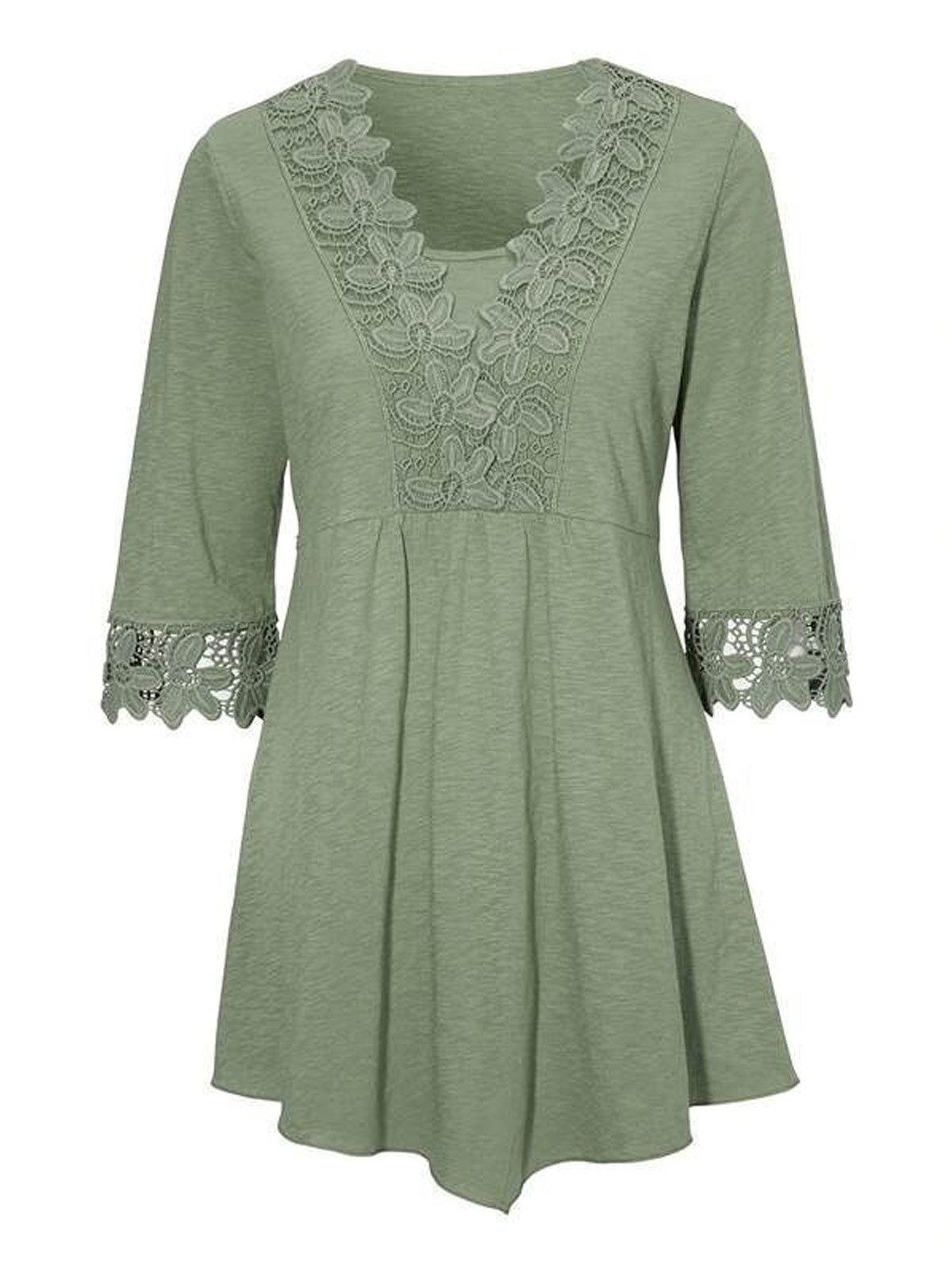 Casual Cotton-Blend Half Sleeve Shirts & Tops