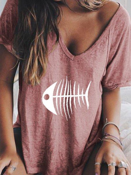 V Neck Printed Shirts & Tops