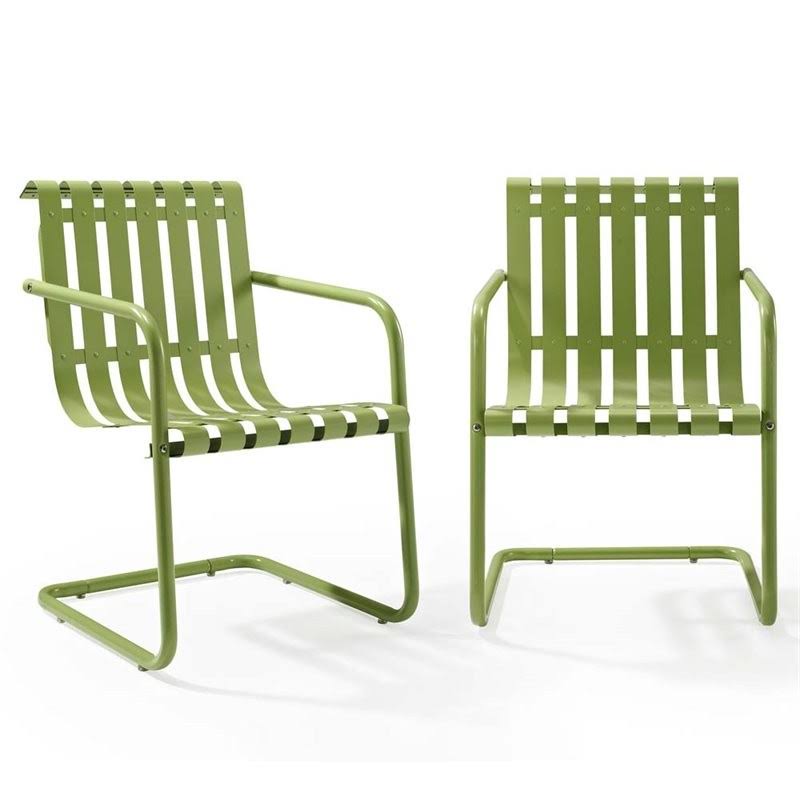 Pemberly Row Metal Patio Chair in Green (Set of 2)