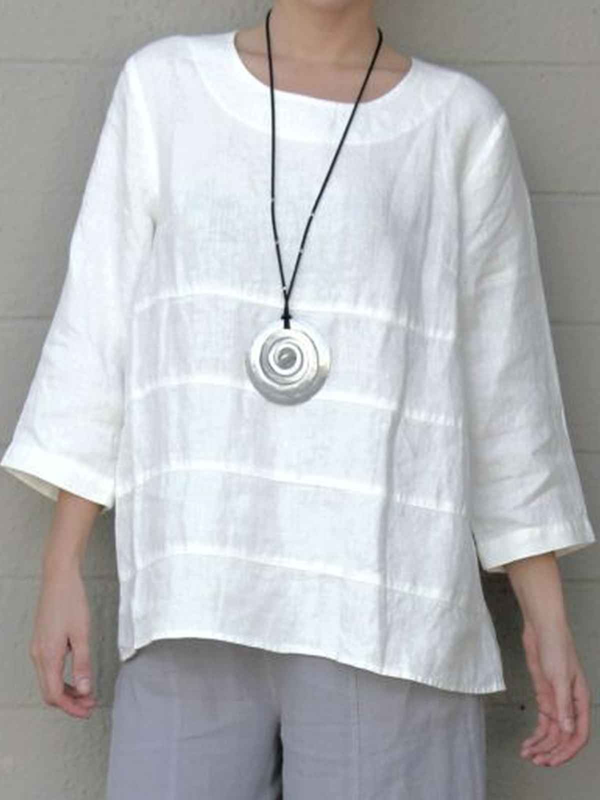 3/4 Sleeve Ruffled Casual T-Shirt
