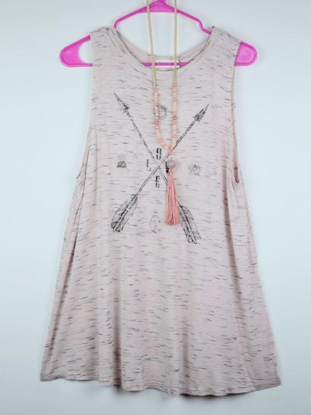 Pink Casual Floral Crew Neck Shirts & Tops