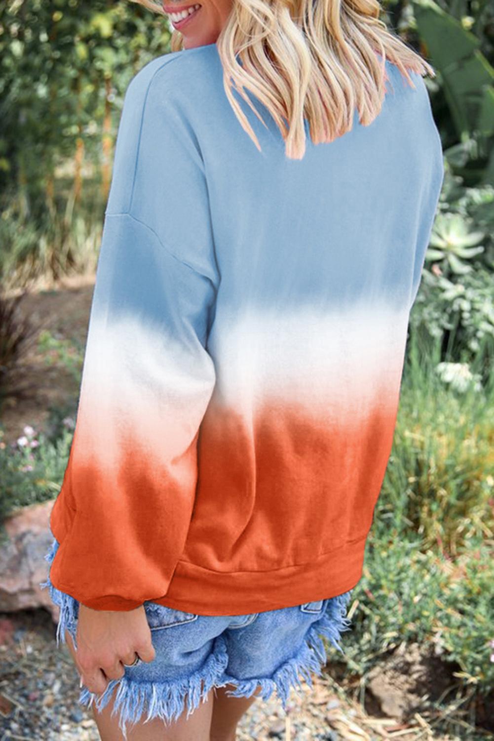Ombre Color Block Halloween Pumpkin Sweatshirt
