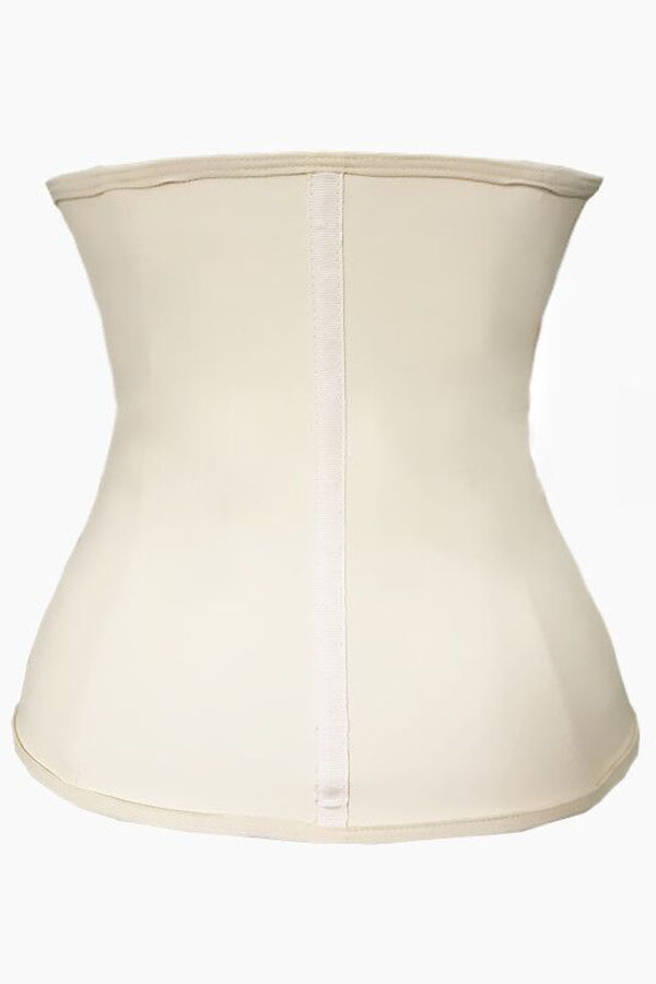 9 Steel Bones Zipper Hooks Beige Rubber Waist Trainer