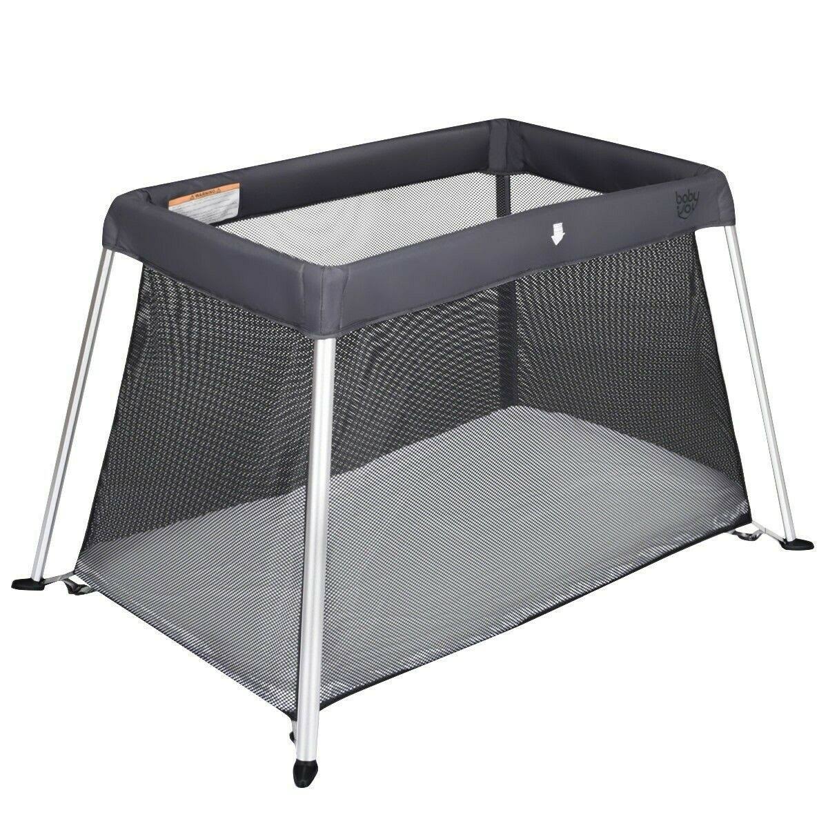 Portable Lightweight Baby Playpen Playard with Travel Bag-Dark Gray