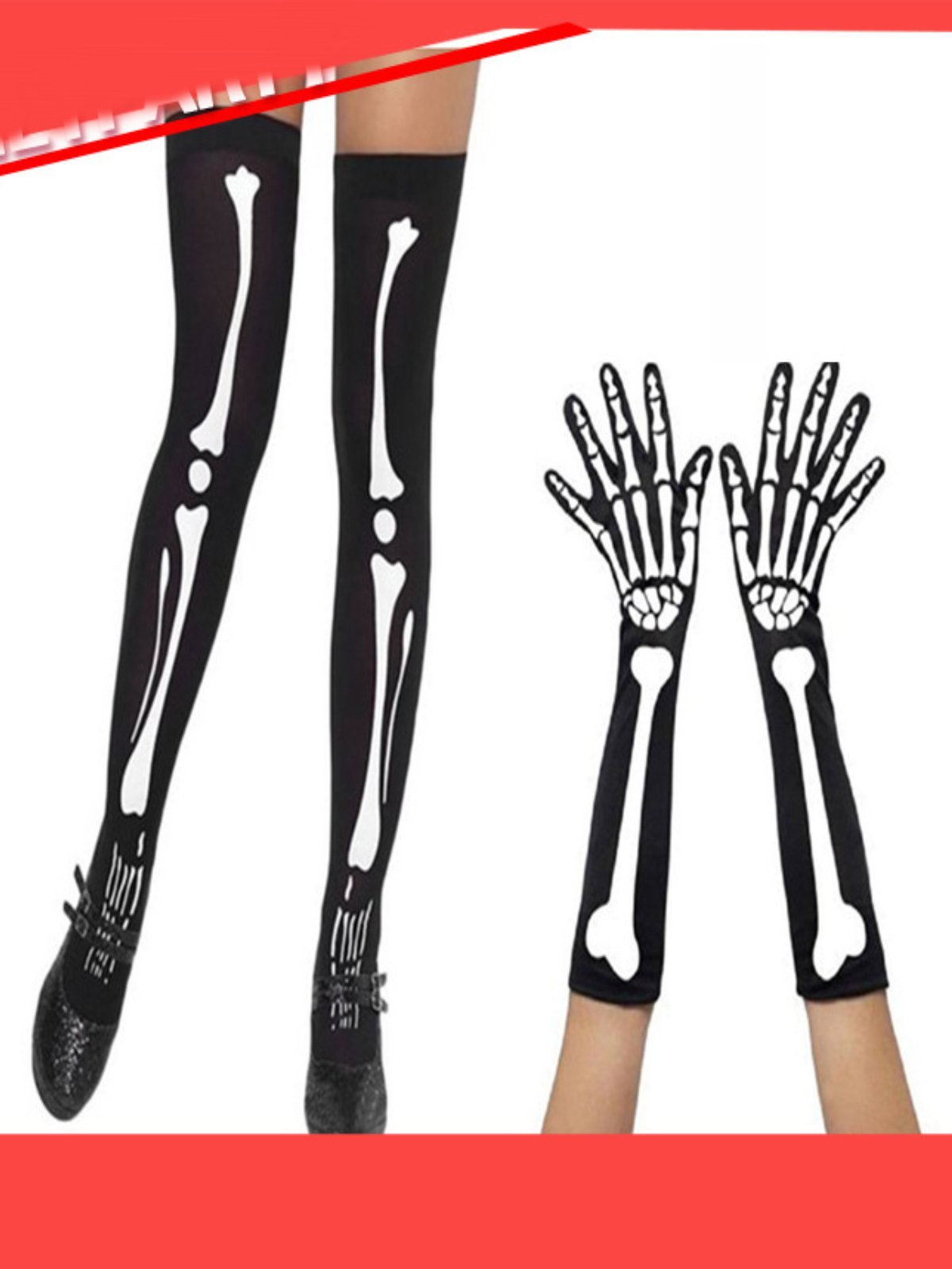 Party Halloween Bone Socks Bone Gloves