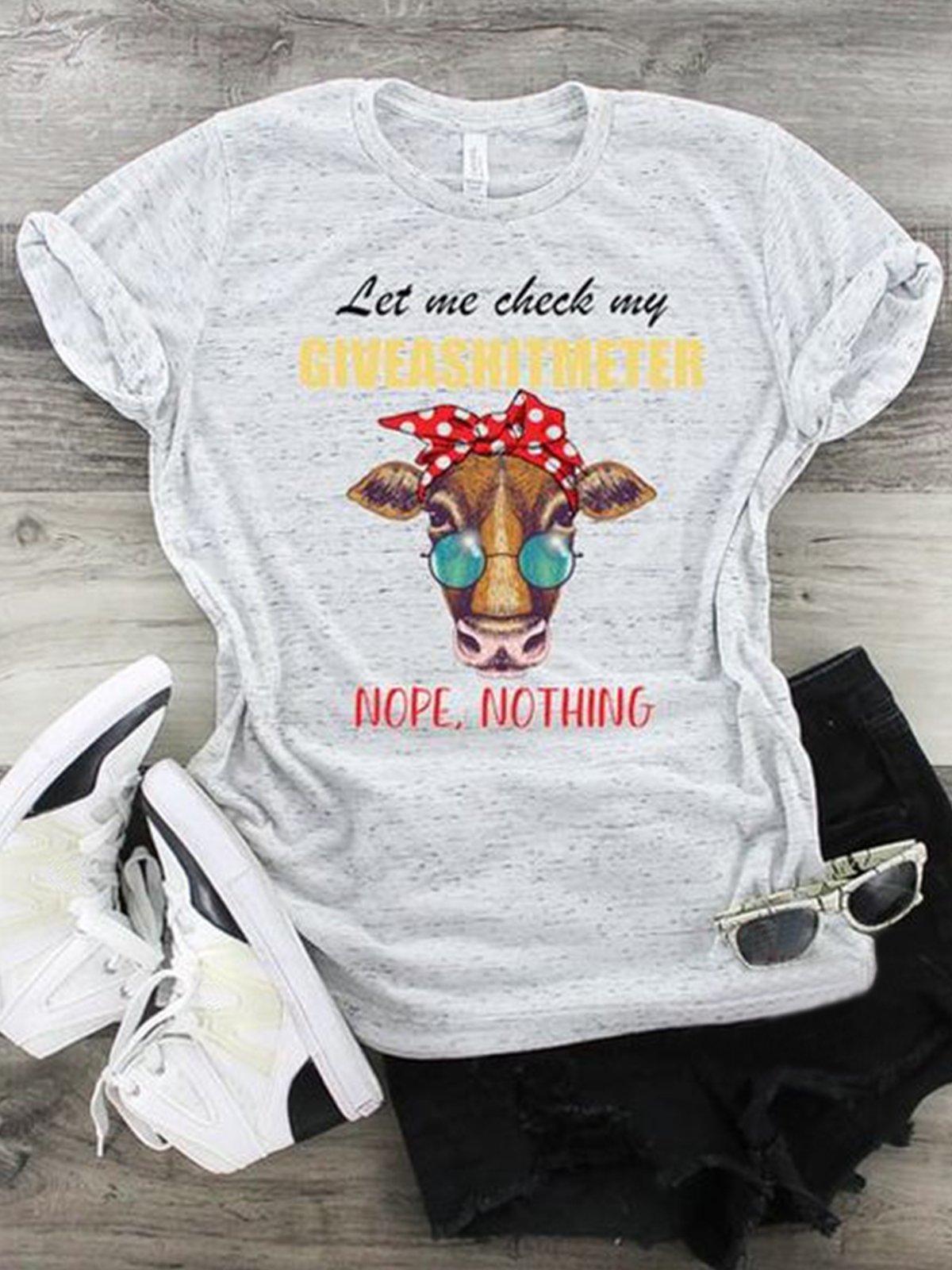 Casual loose summer ox head letter pattern printed short sleeve round neck T-shirt