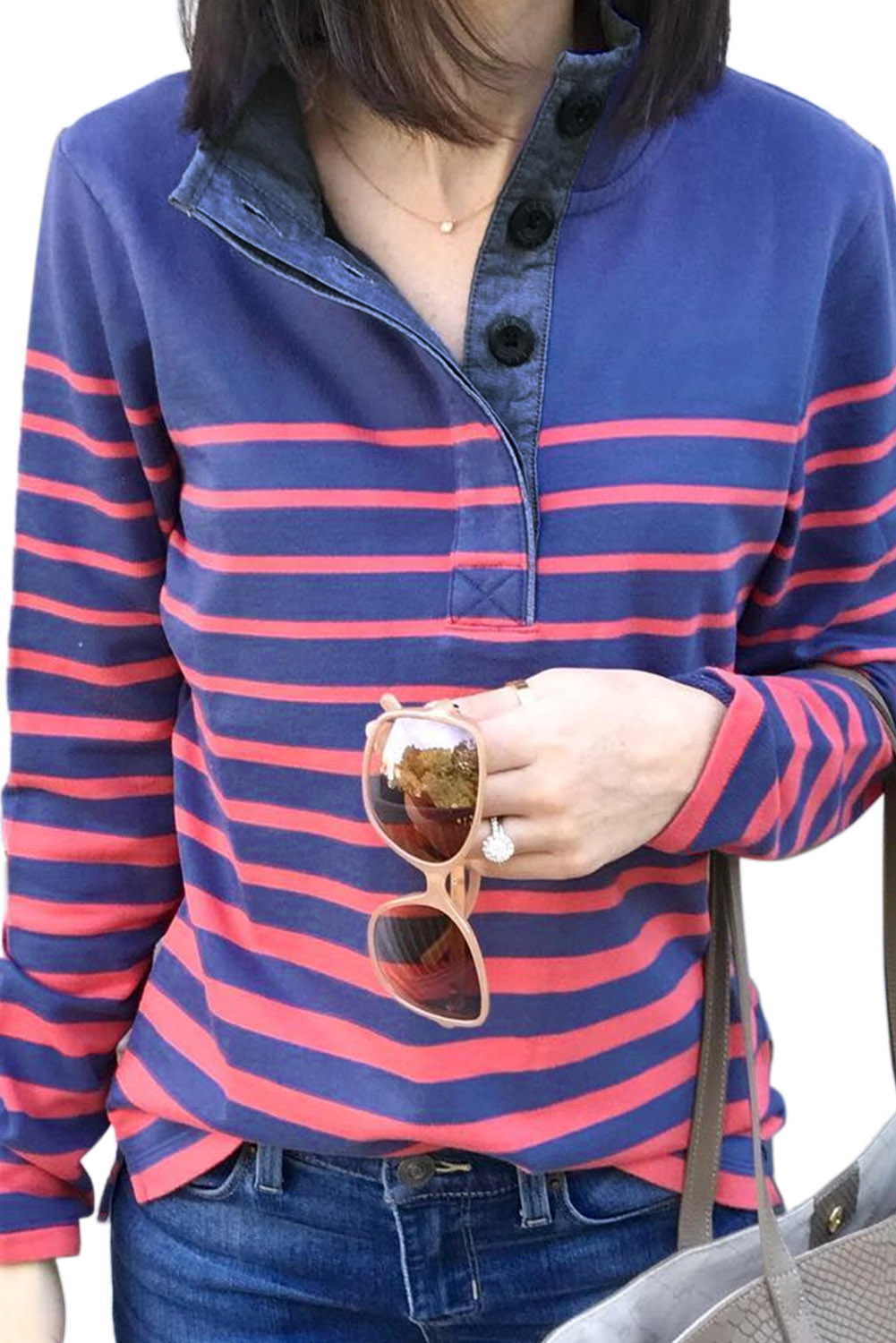 Blue Ombre Striped Denim Collar Shirt