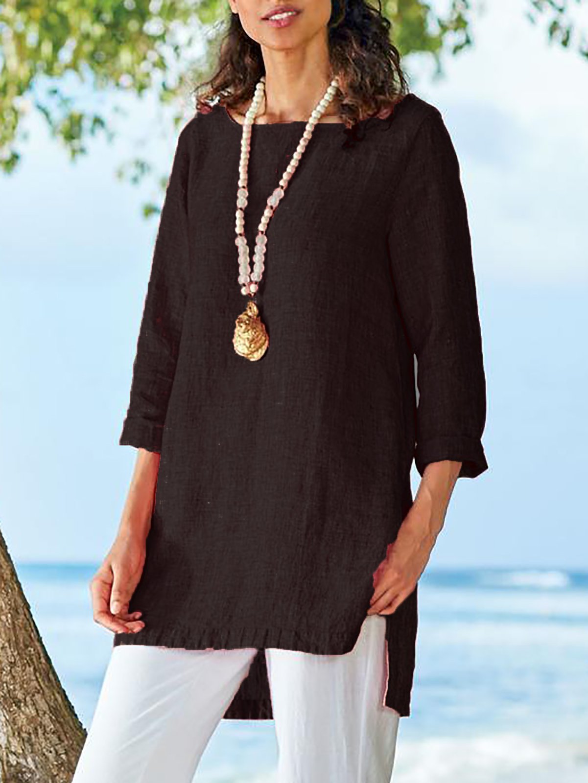 Casual Solid Cotton Long Sleeve T-Shirts