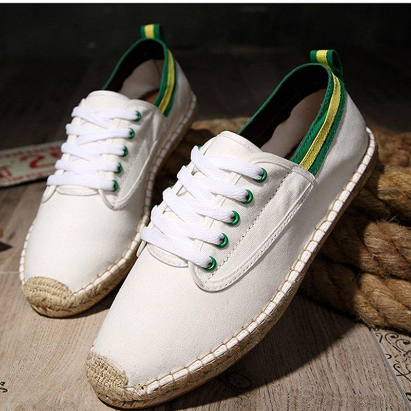 Canvas Lace-up Flat Shoes