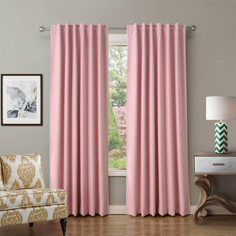 Set of 2 Back Tab or Rod Pocket Thermal Insulated Blackout Curtain Paz