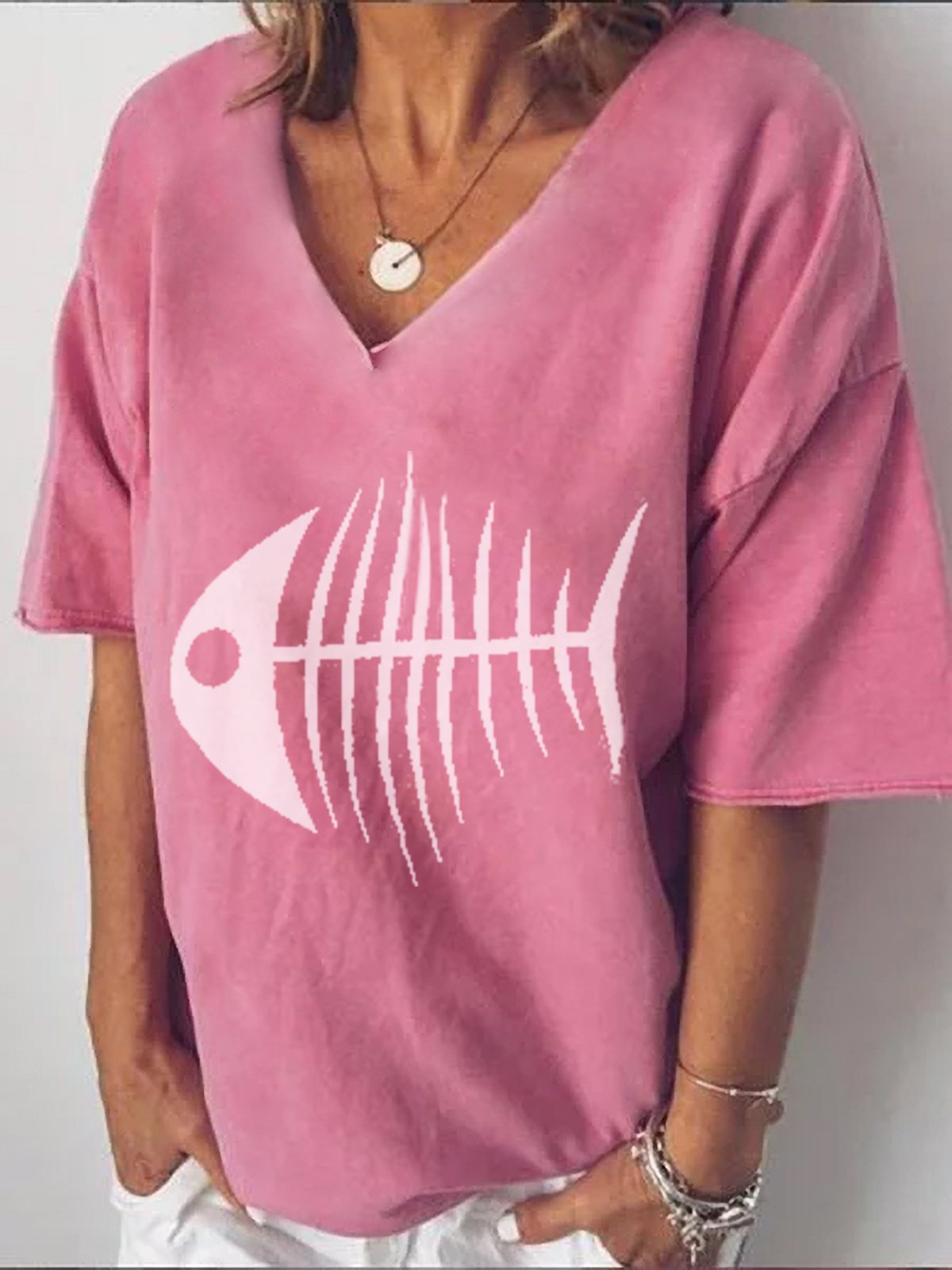 V Neck Short Sleeve Shirts & Tops