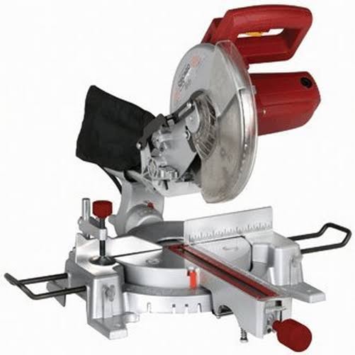 Chicago Pneumatic 10 inch Sliding Compound Miter Saw with 45 Degree Bevel and Dust Bag, Extension Bars and Table Clamp