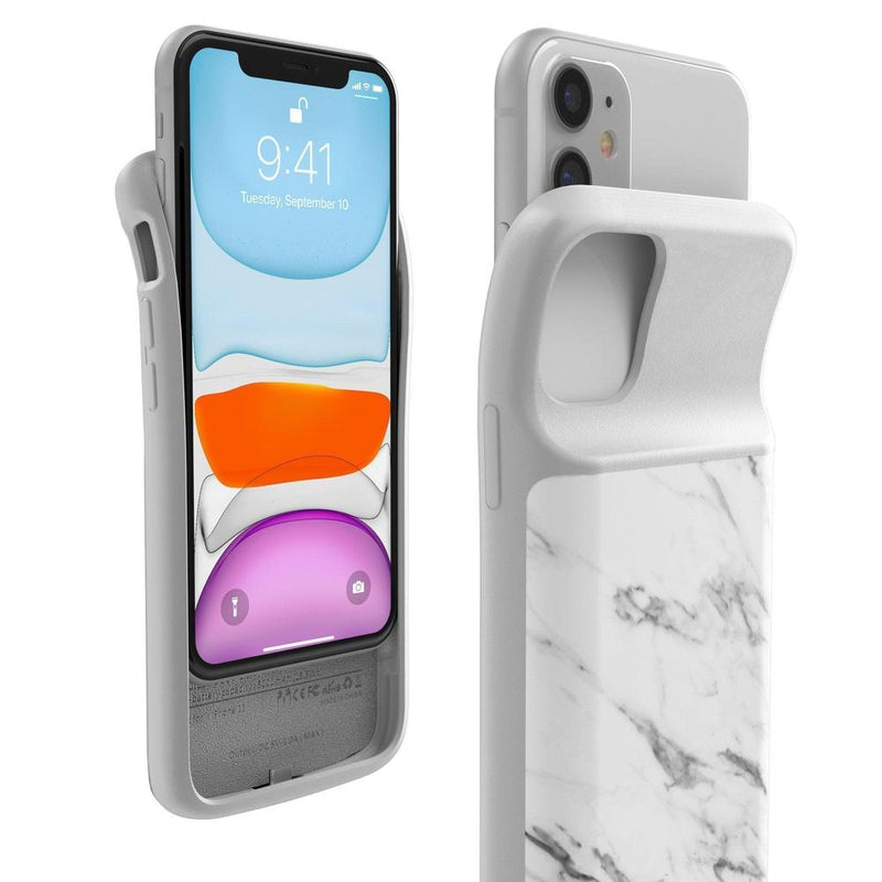 White Marble Battery-Powered Charging Case