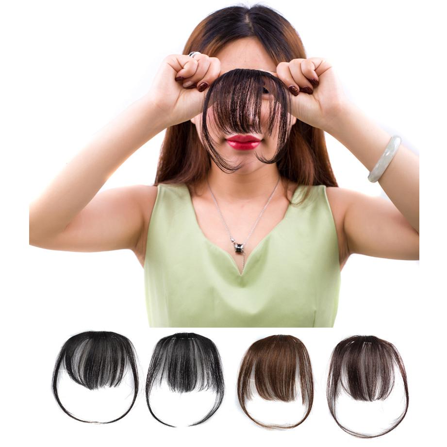 Accesoriu pentru păr sub formă de breton scurt și des, din păr sintetic