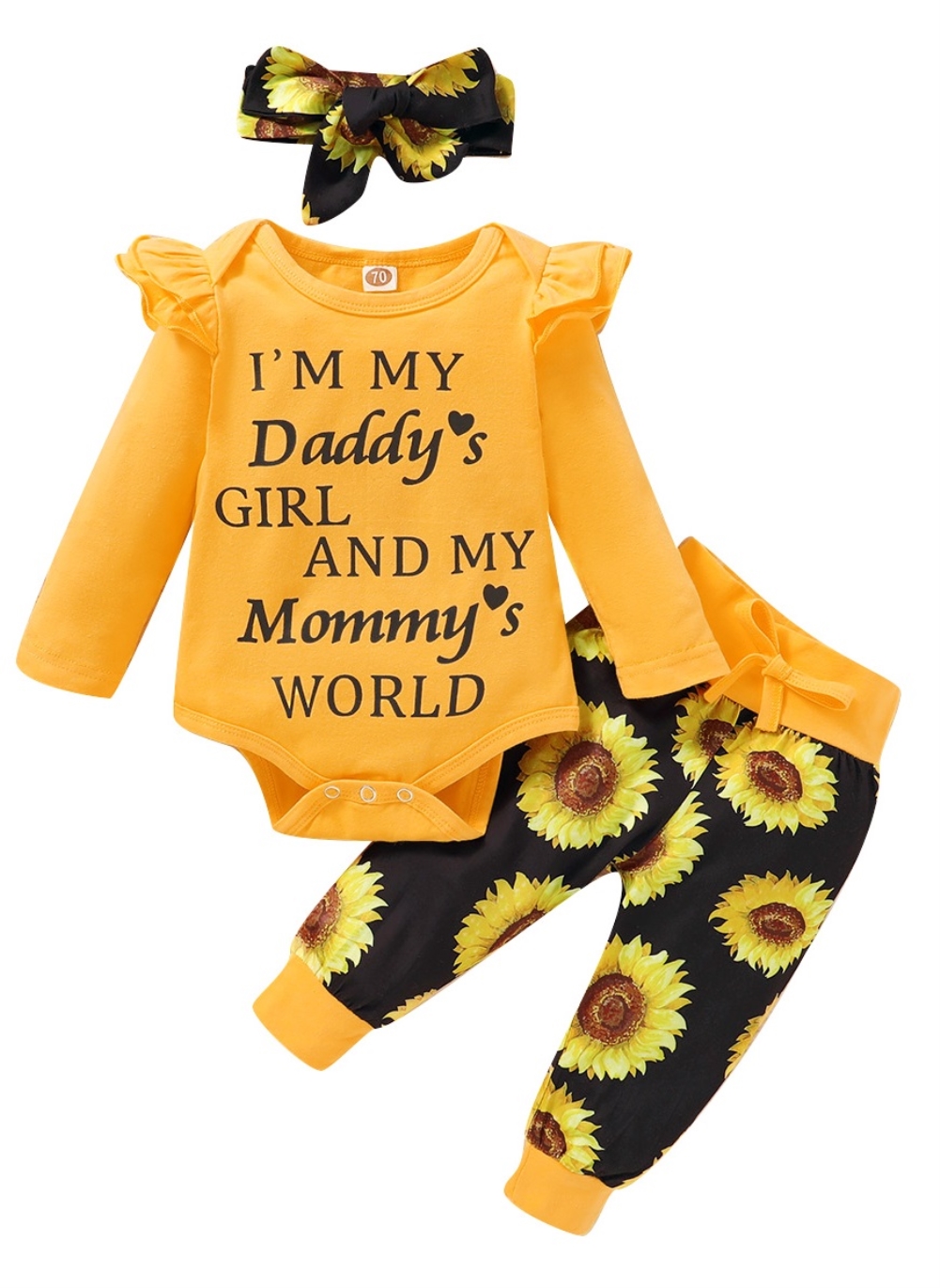 Baby Girl Autumn 3 Piece Print Pants Set