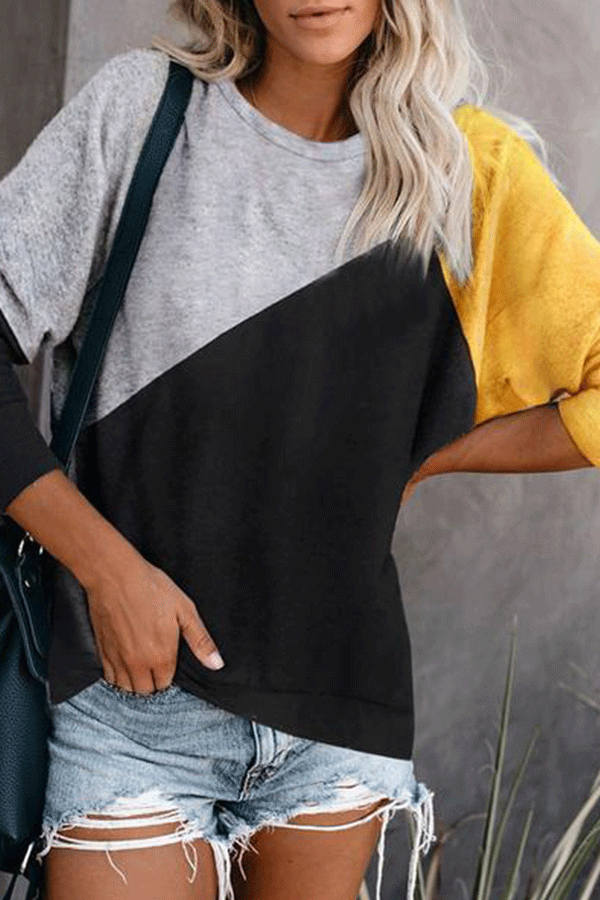 Round Neck Coloring Loose Sweater